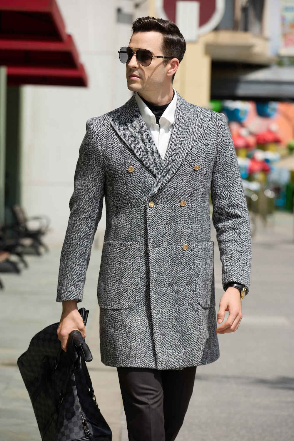 Men's Wool Coat Winter Double Breasted Long Coat 2780