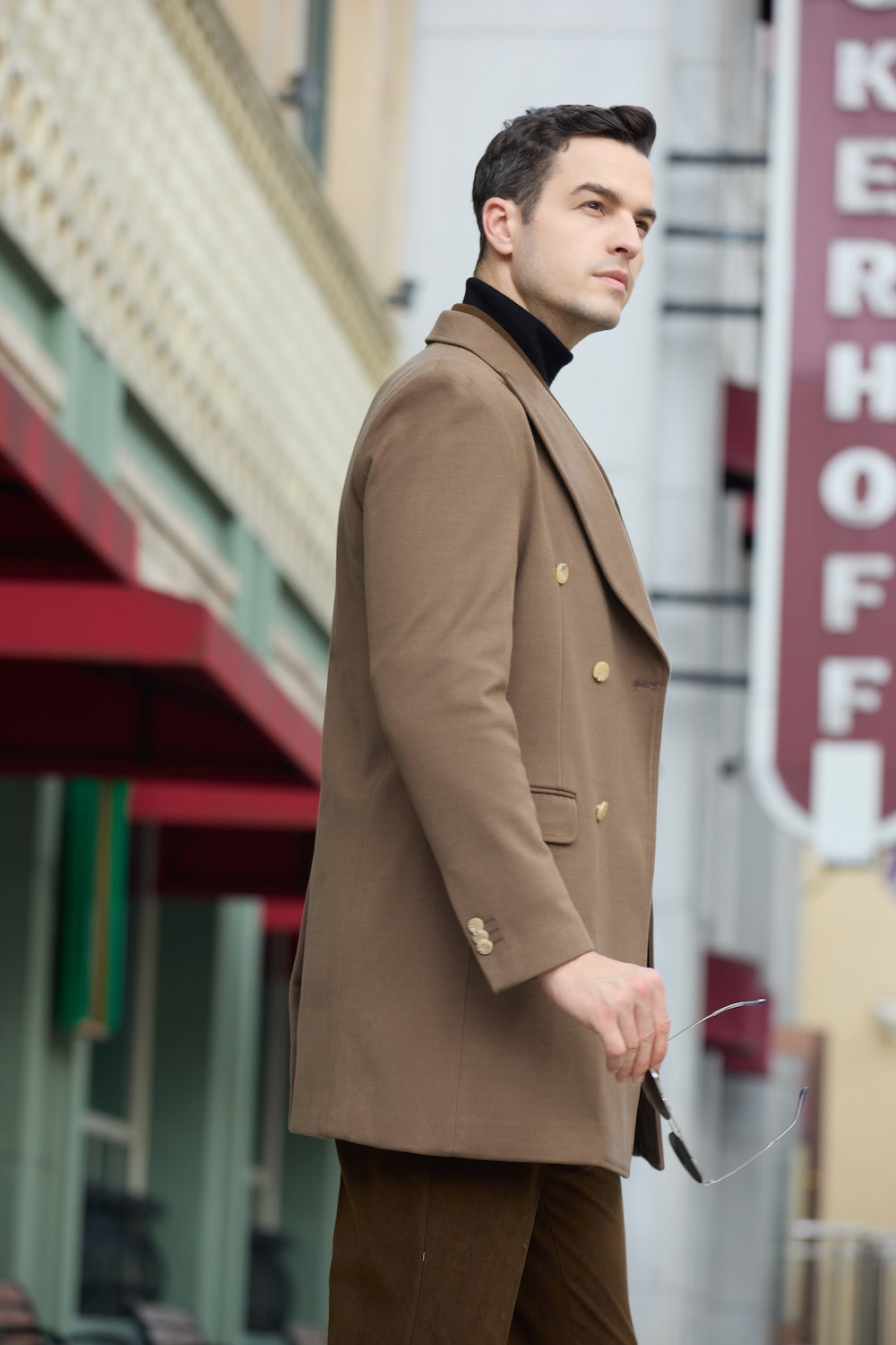 Men's Wool Coat Winter Double Breasted Long Coat 2764