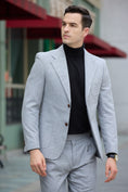 Load image into Gallery viewer, Simple Gray Two Button Herringbone 2 Pieces Mens Suits 2794
