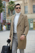 Cargar la imagen en la vista de la galería, Men's Wool Coat Winter Double Breasted Long Coat 2775
