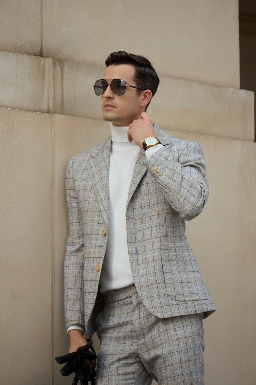 Summer Unique Design Plaid 2 Pieces Men's Suits 2793