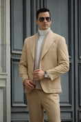 Cargar la imagen en la vista de la galería, Unique Design Corduroy Suit 2 Pieces Men's Suits Jacket+Pants 2786
