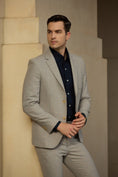 Load image into Gallery viewer, Elegant Grey Woollen Herringbone Slim fit 2 Pieces Mens Suits 2798
