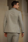 Load image into Gallery viewer, Elegant Grey Woollen Herringbone Slim fit 2 Pieces Mens Suits 2798
