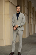 Load image into Gallery viewer, Elegant Grey Woollen Herringbone Slim fit 2 Pieces Mens Suits 2798
