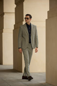 Load image into Gallery viewer, Elegant Grey Woollen Herringbone Slim fit 2 Pieces Mens Suits 2798
