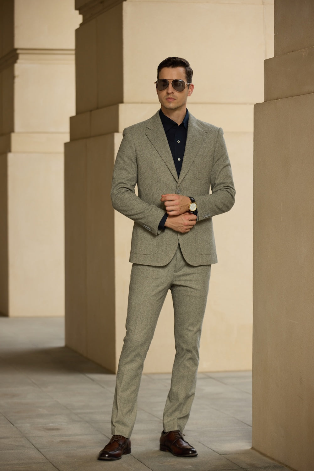 Simple Winter Tweed Herringbone 2 Pieces Mens Suits 2784