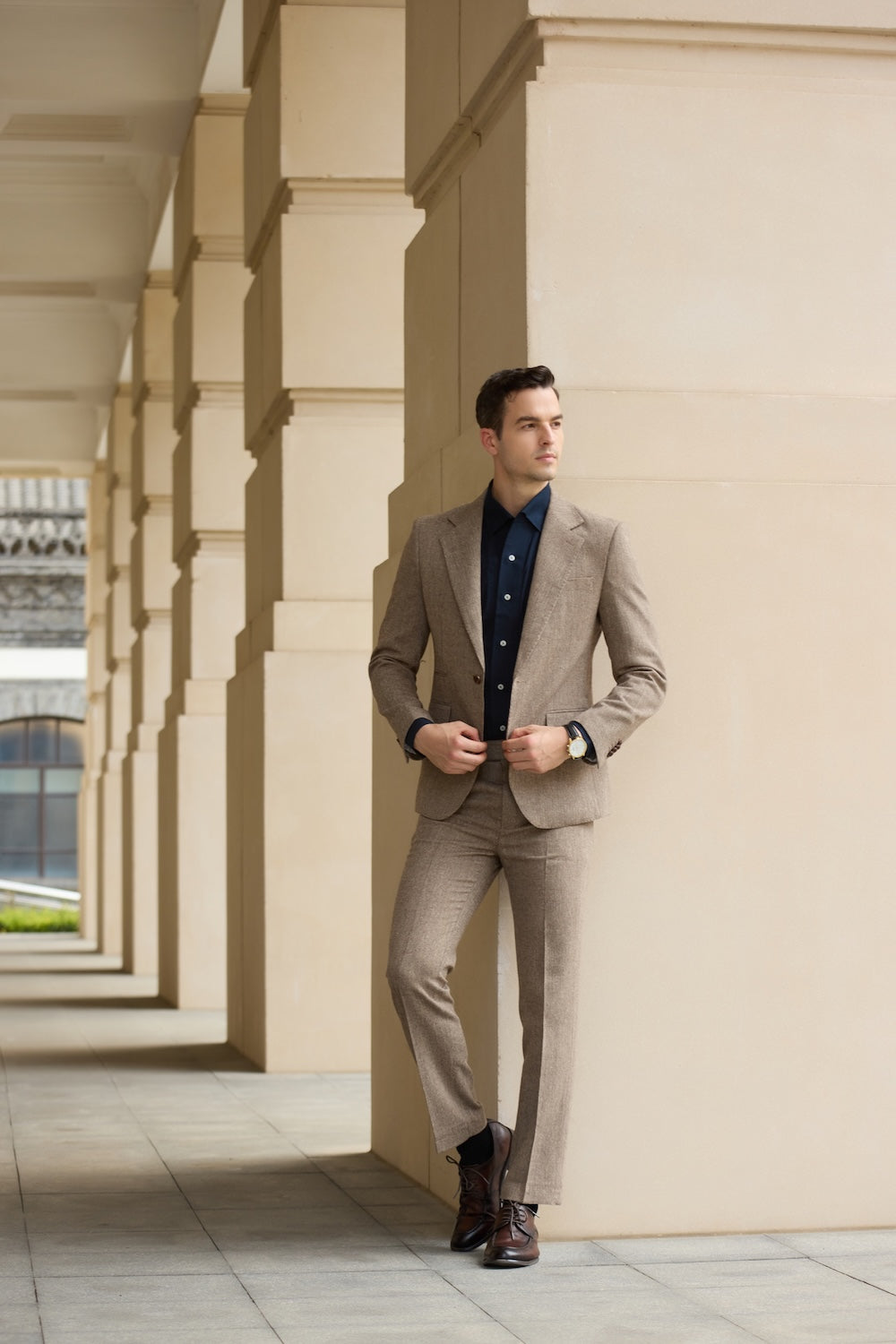 Classical Elegant Tweed Herringbone 2 Pieces Mens Suits 2785