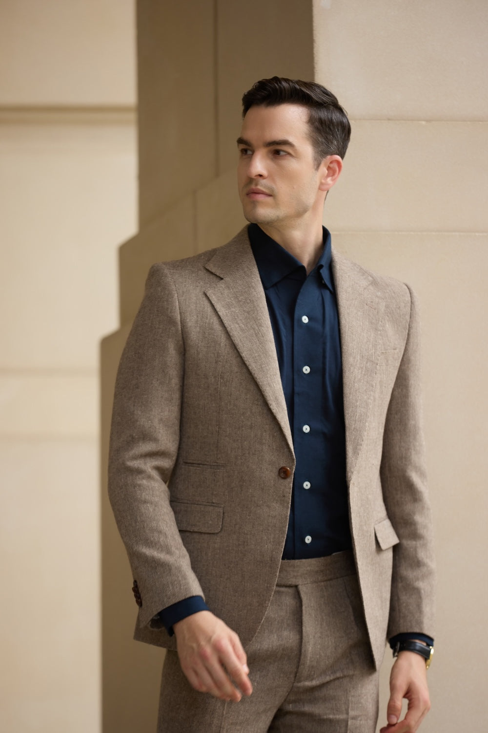 Classical Elegant Tweed Herringbone 2 Pieces Mens Suits 2785