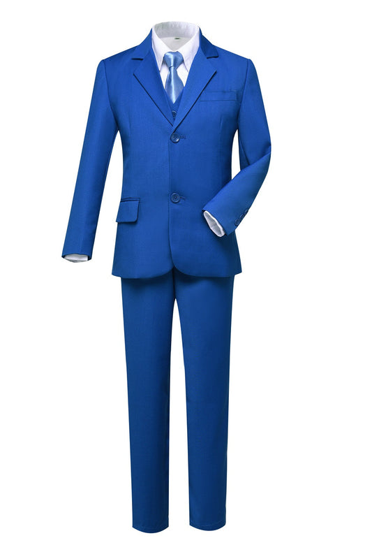 Royal Blue 3 Piece Kids Boys' Formal Blazer Vest and Pants Dress Suits Set