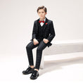 Load image into Gallery viewer, Navy Plaid Elegant 5 Piece Boys Suits
