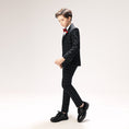 Load image into Gallery viewer, Navy Plaid Elegant 5 Piece Boys Suits
