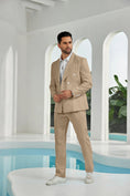 Load image into Gallery viewer, Seersucker Double Breasted Blazer Pants 2 Piece Men's Summer Suit
