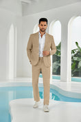 Cargar la imagen en la vista de la galería, Seersucker Striped Blazer Pants 2 Piece Men's Summer Suit
