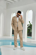 Load image into Gallery viewer, Seersucker Double Breasted Blazer Pants 2 Piece Men's Summer Suit
