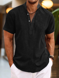 Bild in Galerie-Betrachter laden, Men's Shirt Linen Shirt Popover Summer Beach Plain Henley Summer Casual Daily Shirt
