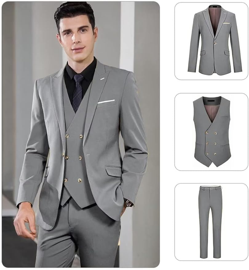 Double Breasted Suit One Button 3 Piece Men's Suit