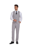 Bild in Galerie-Betrachter laden, Beige Grey Retro Linen Beach Wedding Summer 3 Pieces Men Suits
