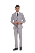 Cargar la imagen en la vista de la galería, Beige Grey Retro Linen Beach Wedding Summer 3 Pieces Men Suits
