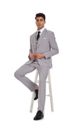 Bild in Galerie-Betrachter laden, Beige Grey Retro Linen Beach Wedding Summer 3 Pieces Men Suits
