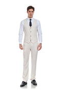 Bild in Galerie-Betrachter laden, Linen 2 Pieces Vest+Pants Set V-Neck Slim Fit Casual Waistcoat Suit
