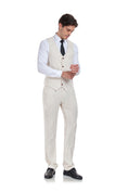 Charger l'image dans la visionneuse de la galerie, Linen 2 Pieces Vest+Pants Set V-Neck Slim Fit Casual Waistcoat Suit
