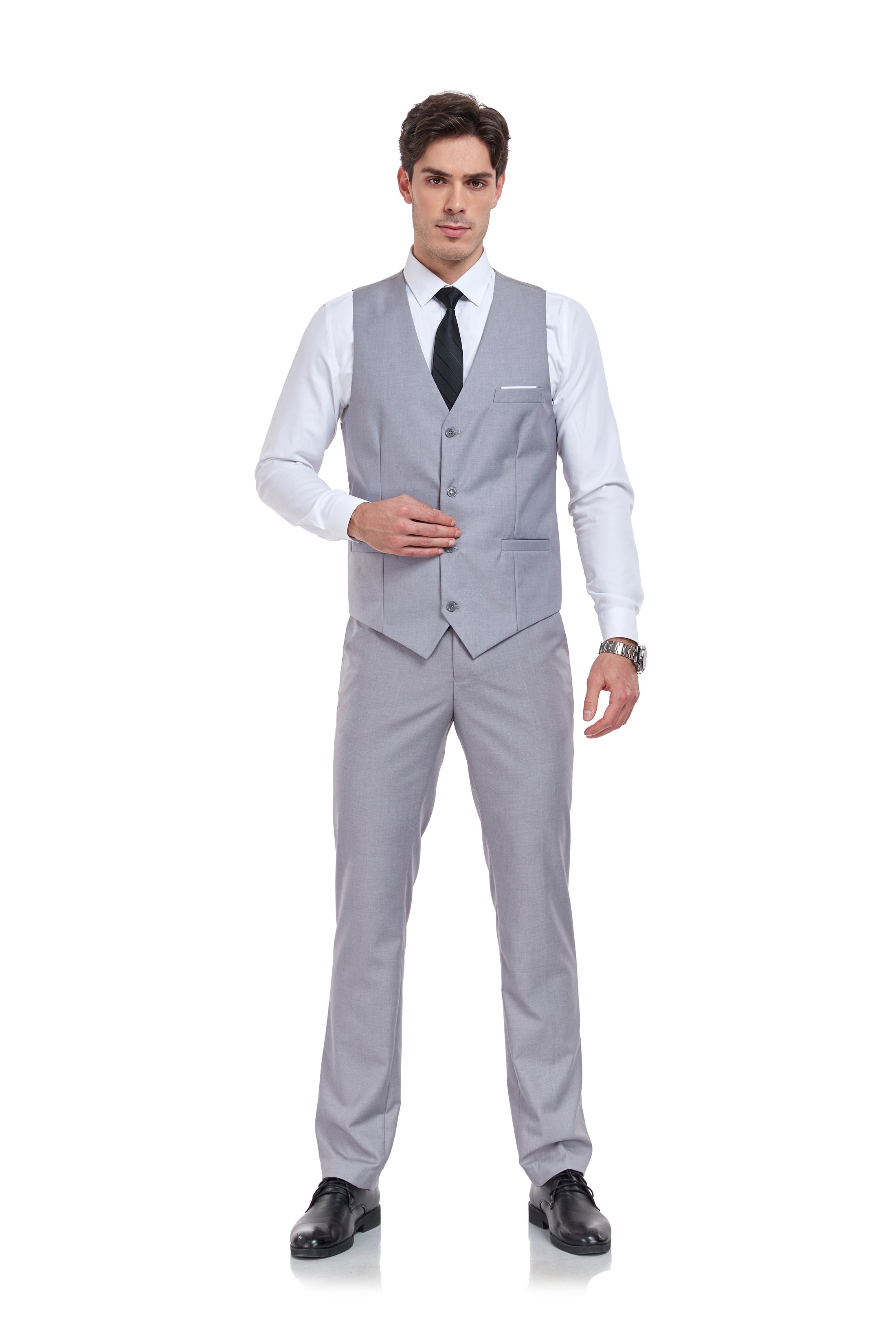 Men's Suits 2 Pieces Vest+Pants Set V-Neck Slim Fit Casual Waistcoat Suit