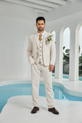 Cargar la imagen en la vista de la galería, Beige Linen Beach Wedding Men Summer Suits (MORE CHOICE+)🔥
