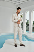 Cargar la imagen en la vista de la galería, Beige Linen Beach Wedding Men Summer Suits (MORE CHOICE+)🔥
