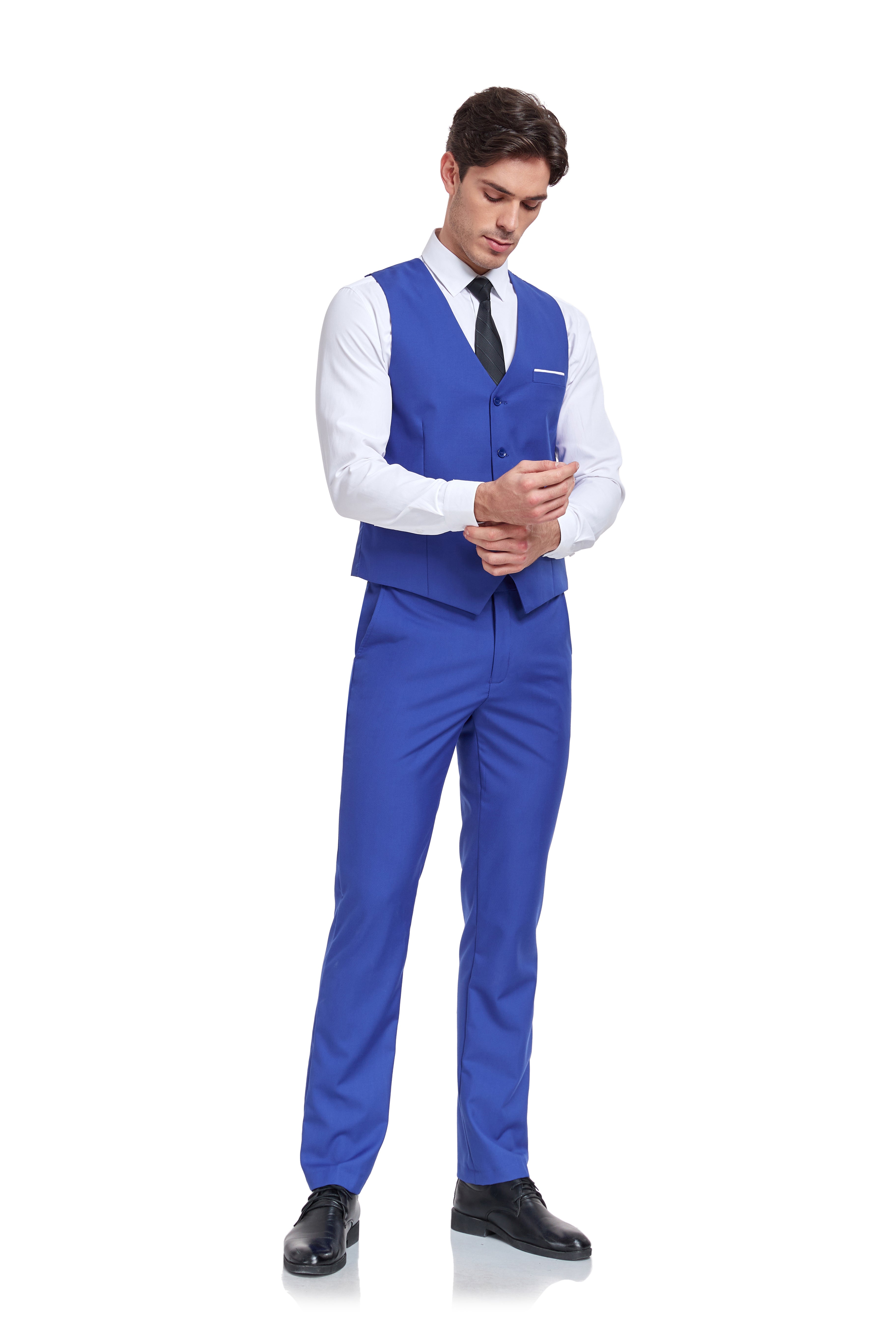 Royal Blue men’s dress pants and vest set – lightweight suit for weddings or semi-formal events
