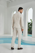 Cargar la imagen en la vista de la galería, Beige Linen Beach Wedding Men Summer Suits (MORE CHOICE+)🔥
