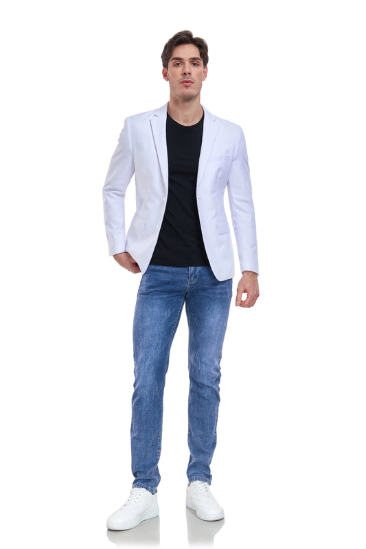 White Men's Two Button Blazer for Party, Wedding and Business