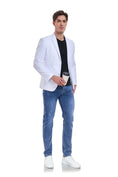 Cargar la imagen en la vista de la galería, White Men's Two Button Blazer for Party, Wedding and Business
