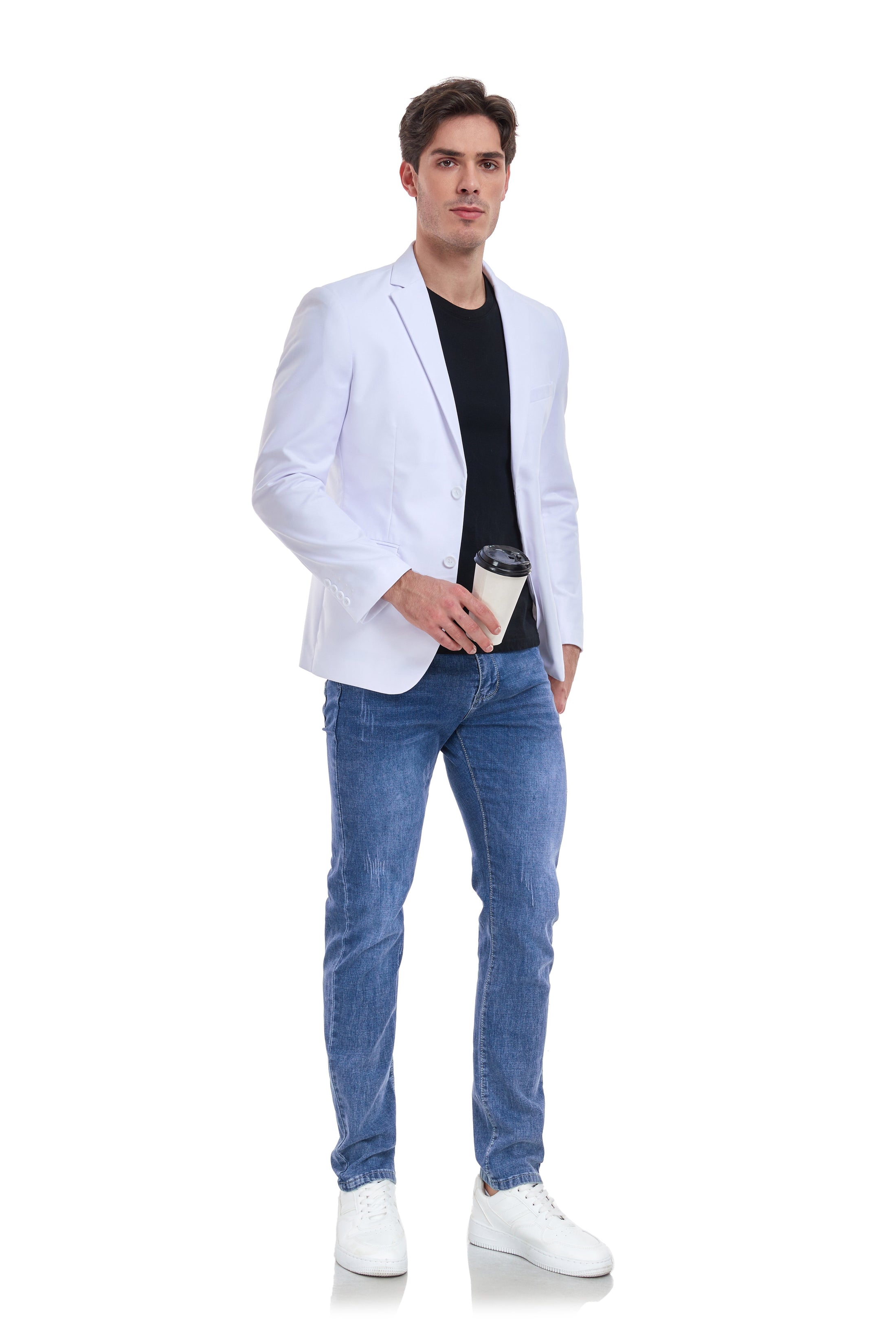 White Men's Two Button Blazer for Party, Wedding and Business