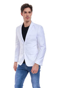 Cargar la imagen en la vista de la galería, White Men's Two Button Blazer for Party, Wedding and Business
