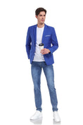 Cargar la imagen en la vista de la galería, Royal Blue Men's Two Button Blazer for Party, Wedding and Business
