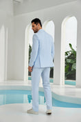 Charger l'image dans la visionneuse de la galerie, Seersucker Double Breasted Blazer Pants 2 Piece Men's Summer Suit
