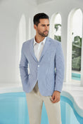 Cargar la imagen en la vista de la galería, Seersucker Striped Men's Summer Blazer
