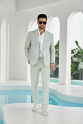 Charger l'image dans la visionneuse de la galerie, Seersucker Striped Blazer Pants 2 Piece Men's Summer Suit
