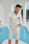 Cargar la imagen en la vista de la galería, Beige Linen Beach Wedding Men Summer Suits (MORE CHOICE+)🔥
