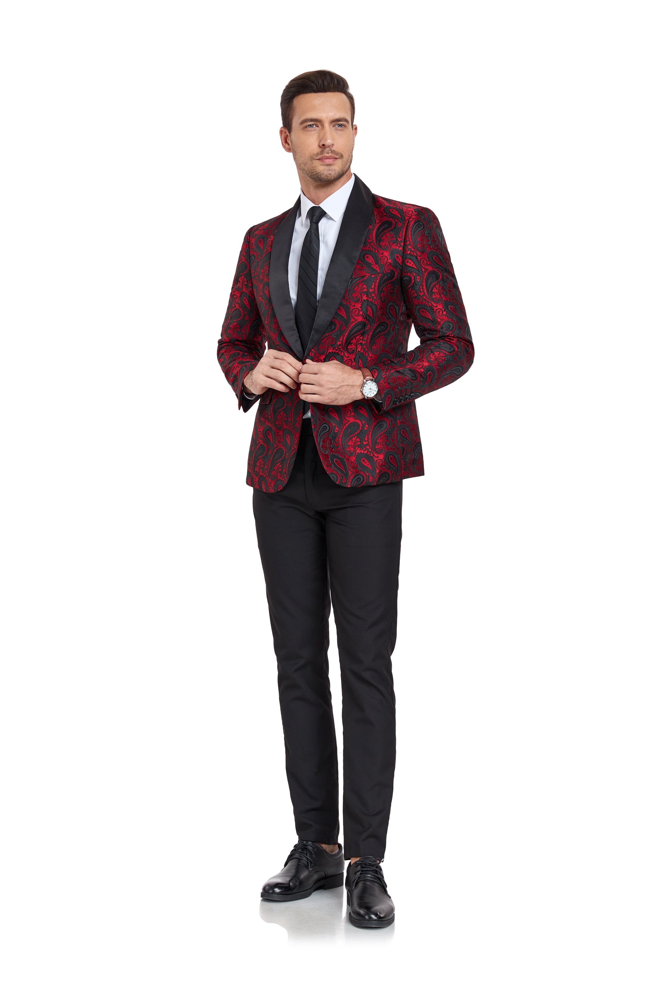 Burgundy Unique Patterned Men's Blazer for Party, Wedding and Business