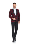 Charger l'image dans la visionneuse de la galerie, Burgundy Unique Patterned Men's Blazer for Party, Wedding and Business
