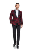 Load image into Gallery viewer, Burgundy Unique Patterned Men's Blazer for Party, Wedding and Business
