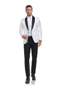 Cargar la imagen en la vista de la galería, White Unique Patterned Men's Blazer for Party, Wedding and Business
