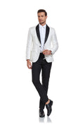 Charger l'image dans la visionneuse de la galerie, White Unique Patterned Men's Blazer for Party, Wedding and Business
