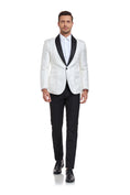 Load image into Gallery viewer, White Unique Patterned Men's Blazer for Party, Wedding and Business
