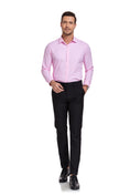 Cargar la imagen en la vista de la galería, Pink Men's Urban Stylish Casual Business Slim Fit Long Sleeve Button Up Dress Shirt
