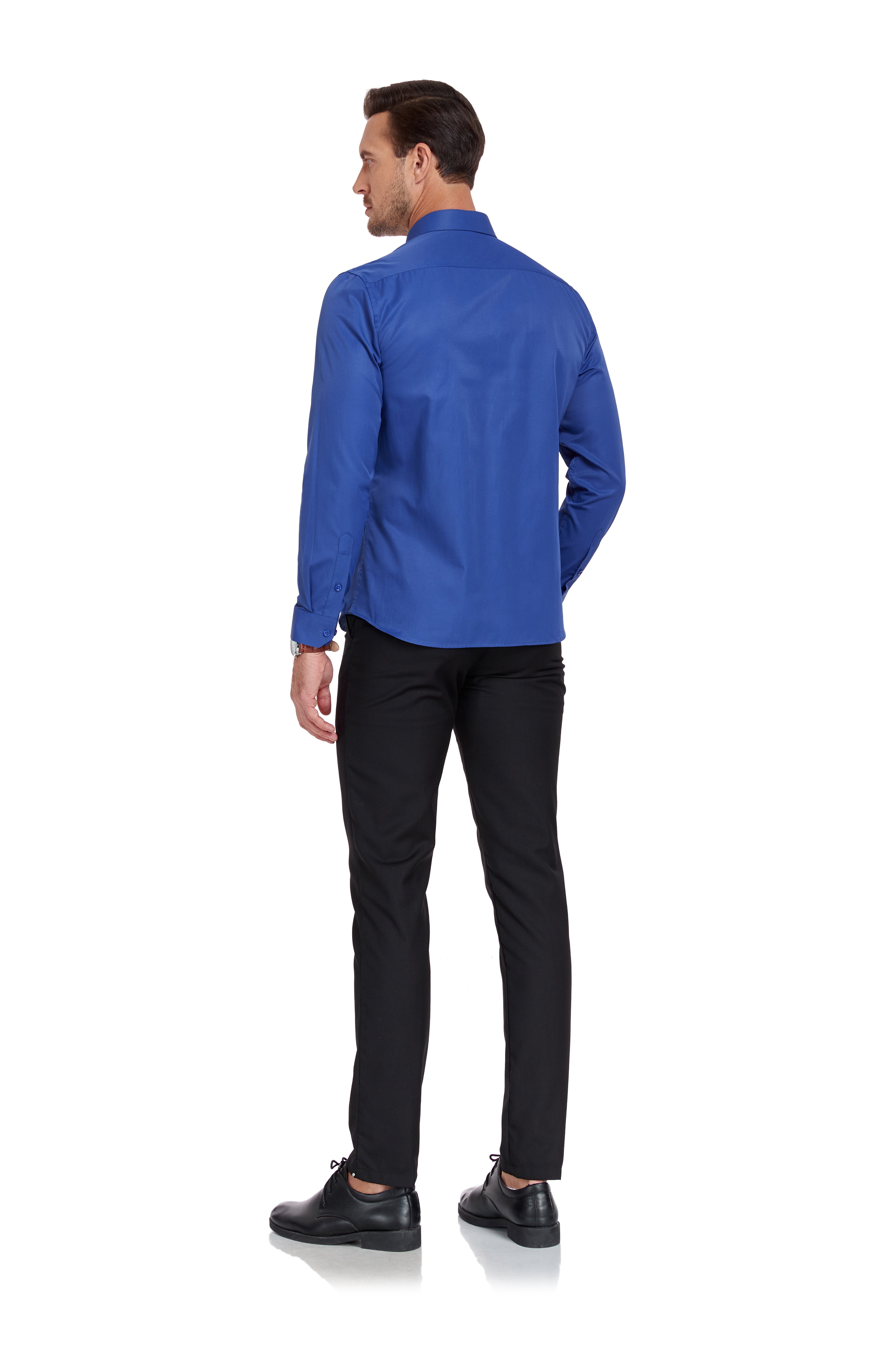 Men's Blue Classic Fit Long Sleeve Dress Shirt