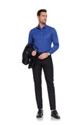 Bild in Galerie-Betrachter laden, Blue Men's Urban Stylish Casual Business Slim Fit Long Sleeve Button Up Dress Shirt
