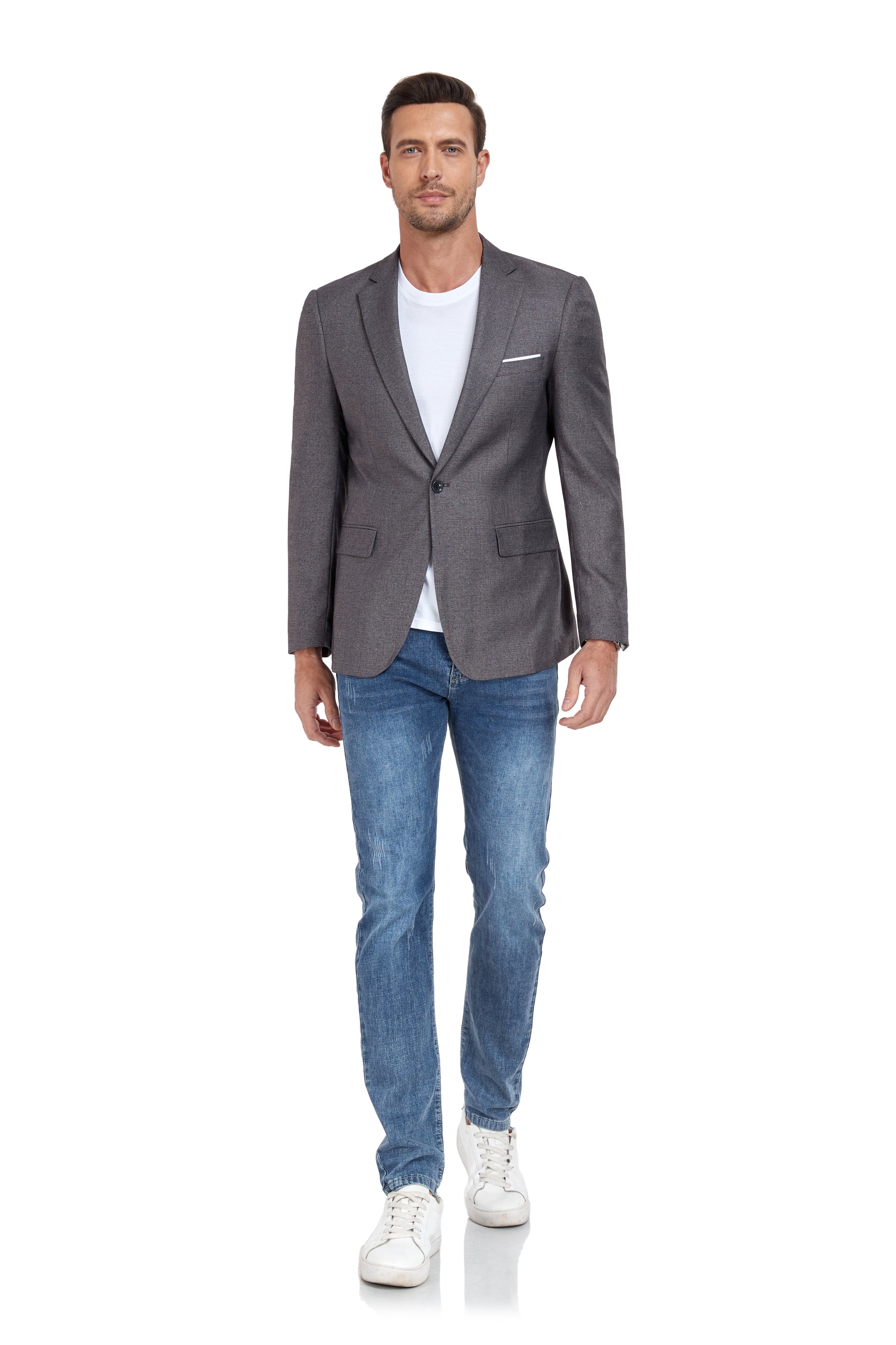 Grey Men's Two Button Blazer for Party, Wedding and Business